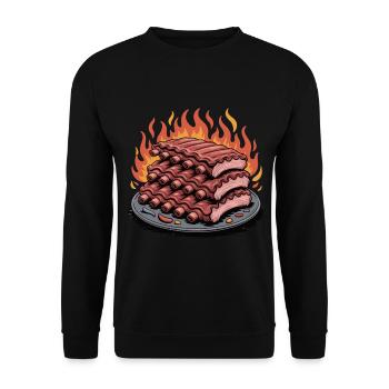 Fire grilled rib platter - Unisex Sweatshirt - black - Front - Alina (178cm) & Michal (187cm)