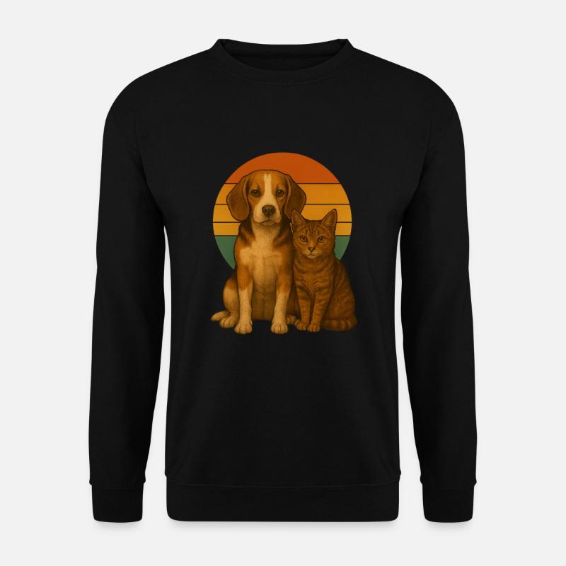 Beagle and Cat - Unisex Sweatshirt - black