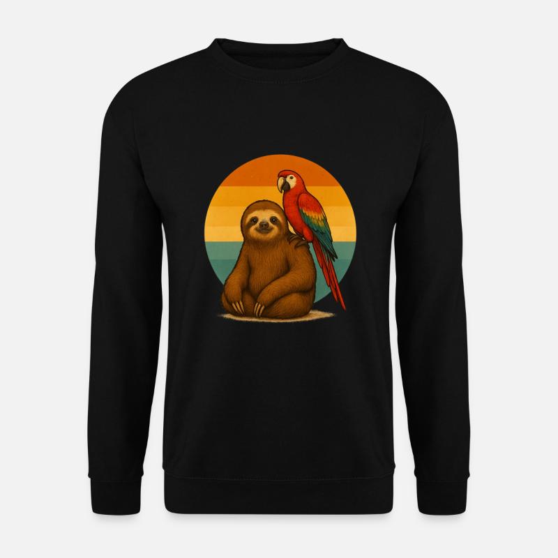 Faultier und Papagei - Unisex Pullover - Schwarz