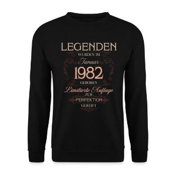 Légende du 44e anniversaire Millésime de janvier 1982 - Sweat-shirt Unisexe - noir - Devant - Alina (178cm) & Michal (187cm)