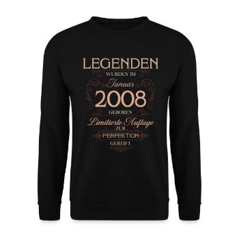 18th Birthday Legend January 2008 - Unisex Sweatshirt - black - Front - Alina (178cm) & Michal (187cm)