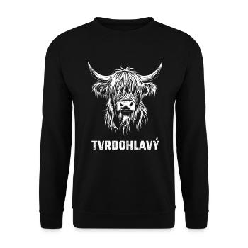 Tvrdohlavy - bovins écossais des Highlands, République tchèque - Sweat-shirt Unisexe - noir - Devant - Alina (178cm) & Michal (187cm)