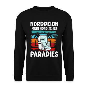 North Sea NORTH DIKE MY NORDIC PARADISE Funny - Unisex Sweatshirt - black - Front - Alina (178cm) & Michal (187cm)