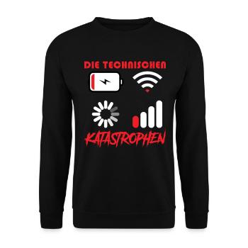 Ordinateur LES DÉSASTRES TECHNIQUES DRÔLES - Sweat-shirt Unisexe - noir - Devant - Alina (178cm) & Michal (187cm)
