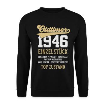 VOITURE CLASSIQUE : 80E ANNIVERSAIRE UNIQUE DE 1946 - Sweat-shirt Unisexe - noir - Devant - Alina (178cm) & Michal (187cm)