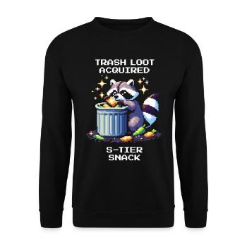 Trash Loot | Raccoon Snack - Unisex Sweatshirt - black - Front - Alina (178cm) & Michal (187cm)