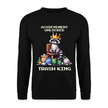 Garbage King Unlocked | Raccoon Humor - Unisex Sweatshirt - black - Front - Alina (178cm) & Michal (187cm)