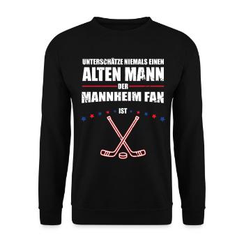 Alter Mann - Mannheim Eishockey Fan | Retro - Unisex Sweatshirt - black - Front - Alina (178cm) & Michal (187cm)