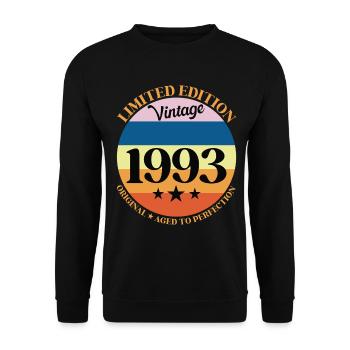 1993 Anniversaire Vintage Cadeau d'Anniversaire 93 - Sweat-shirt Unisexe - noir - Devant - Alina (178cm) & Michal (187cm)