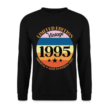 1995 Anniversaire Vintage Cadeau d'Anniversaire 95 - Sweat-shirt Unisexe - noir - Devant - Alina (178cm) & Michal (187cm)