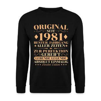 Anniversaire original du millésime 1981 : 45 ans - Sweat-shirt Unisexe - noir - Devant - Alina (178cm) & Michal (187cm)