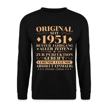 Anniversaire original du millésime 1951 75 ans - Sweat-shirt Unisexe - noir - Devant - Alina (178cm) & Michal (187cm)
