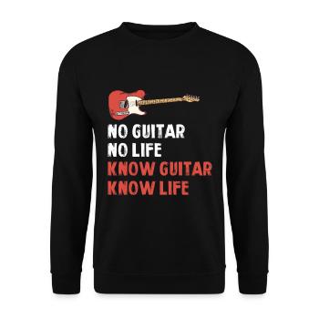 Gitarre Ist Leben Spruch Grafik - Unisex Pullover - Schwarz - Vorne - Alina (178cm) & Michal (187cm)