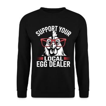 Unterstütze deinen lokalen Eierdealer - Unisex Pullover - Schwarz - Vorne - Alina (178cm) & Michal (187cm)