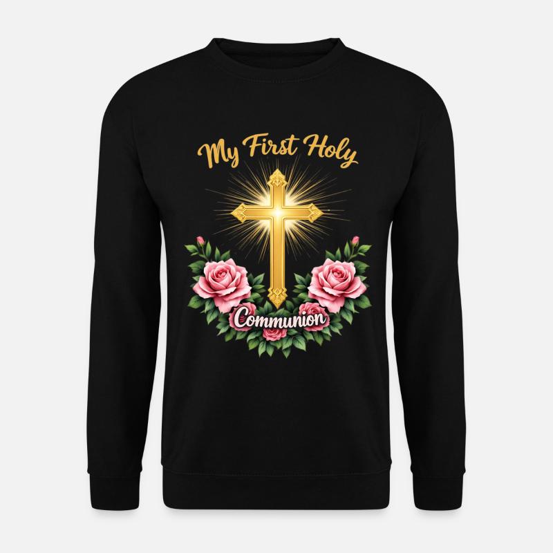 Erste Heilige Kommunion Kreuzstrahl - Unisex Pullover - Schwarz