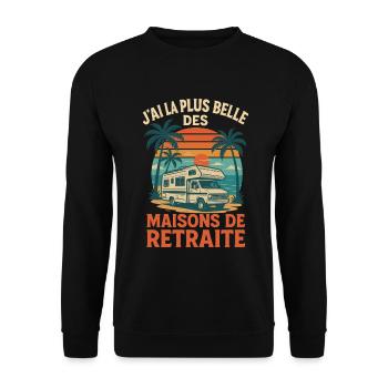 Maison de retraite camping car vintage - Sweat-shirt Unisexe - noir - Devant - Alina (178cm) & Michal (187cm)