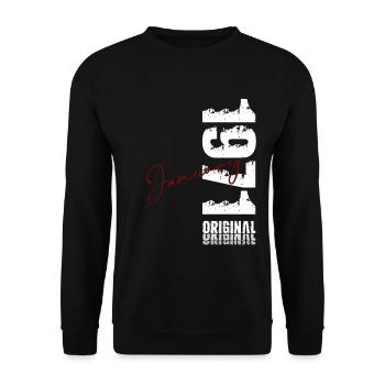 55e anniversaire Original janvier Né en 1971 - Sweat-shirt Unisexe - noir - Devant - Alina (178cm) & Michal (187cm)
