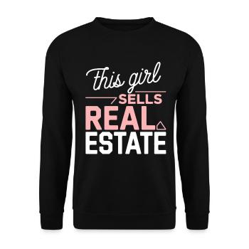 Dieses Mädchen verkauft Immobilien - Unisex Pullover - Schwarz - Vorne - Alina (178cm) & Michal (187cm)