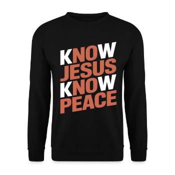Know Jesus Know Peace - Unisex Pullover - Schwarz - Vorne - Alina (178cm) & Michal (187cm)