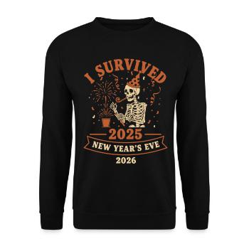 J’ai survécu au réveillon du Nouvel An 2025 2026 - Sweat-shirt Unisexe - noir - Devant - Alina (178cm) & Michal (187cm)
