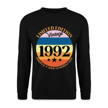 1992 Vintage Birthday Gift 92 - Unisex Sweatshirt - black - Front - Alina (178cm) & Michal (187cm)