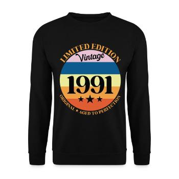 1991 Vintage Birthday Gift 91 Birthday - Unisex Sweatshirt - black - Front - Alina (178cm) & Michal (187cm)