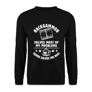 Le backgammon résout la plupart de mes problèmes - Café - Sweat-shirt Unisexe - noir - Devant - Alina (178cm) & Michal (187cm)