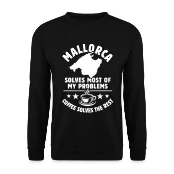 Majorque résout la plupart de mes problèmes - Café - Sweat-shirt Unisexe - noir - Devant - Alina (178cm) & Michal (187cm)