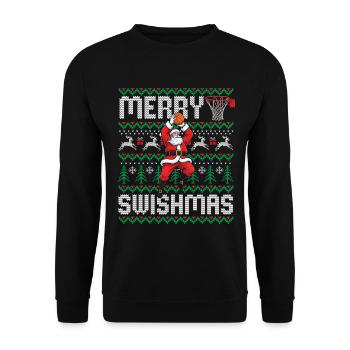 Merry Swishmas Holiday Basketball Graphic for Ball - Unisex Sweatshirt - black - Front - Alina (178cm) & Michal (187cm)