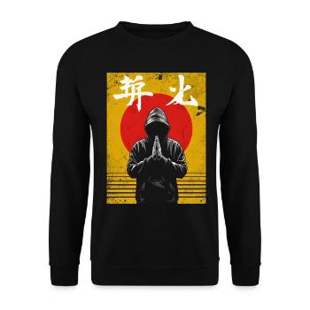 Budo-Spirit!  Japanisches Kampfkunst Design - Unisex Pullover - Schwarz - Vorne - Alina (178cm) & Michal (187cm)
