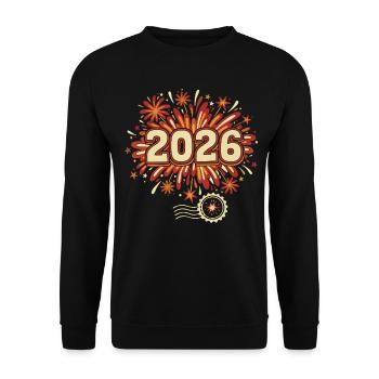 Feuerwerk 2026 an Silvester feiern - Unisex Pullover - Schwarz - Vorne - Alina (178cm) & Michal (187cm)