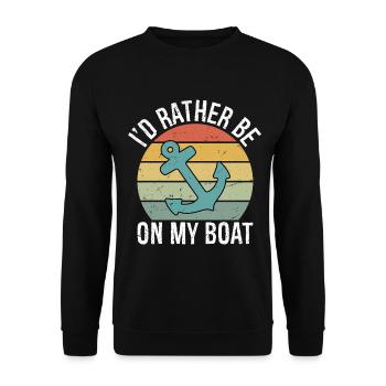 Je préfère être sur mon t-shirt de bateau Boat Captain Boat - Sweat-shirt Unisexe - noir - Devant - Alina (178cm) & Michal (187cm)