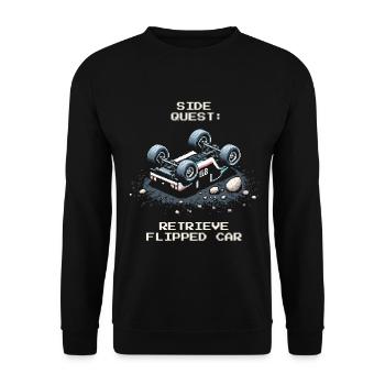 Nebenquest: Auto umdrehen | RC Cars - Unisex Pullover - Schwarz - Vorne - Alina (178cm) & Michal (187cm)