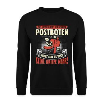Postman BETTER BE NET TO YOUR POSTMAN - Unisex Sweatshirt - black - Front - Alina (178cm) & Michal (187cm)