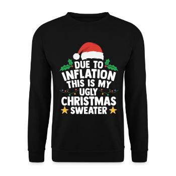 Pull Moche De Noël Inflation Humour Cadeau Laid - Sweat-shirt Unisexe - noir - Devant - Alina (178cm) & Michal (187cm)