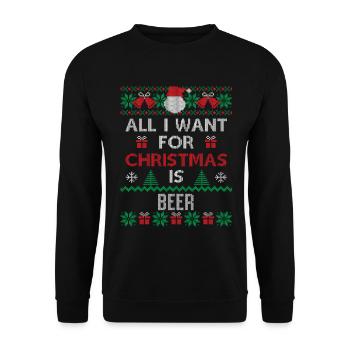 Tout ce que Je Veux Pour Noël c'est de la Bière - Sweat-shirt Unisexe - noir - Devant - Alina (178cm) & Michal (187cm)