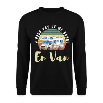 Ich kann nicht, ich fahre mit einem Van weg. - Unisex Pullover - Schwarz - Vorne - Alina (178cm) & Michal (187cm)
