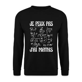 Je peux pas j’ai maths Humour mathématiques - Sweat-shirt Unisexe - noir - Devant - Alina (178cm) & Michal (187cm)