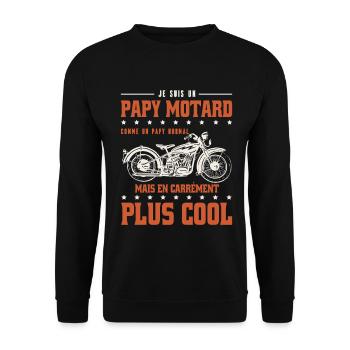 Ich bin ein Biker-Opa wie ein normaler Opa, aber c - Unisex Pullover - Schwarz - Vorne - Alina (178cm) & Michal (187cm)