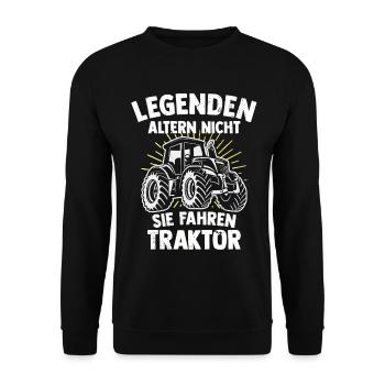 Legends drive a farmer's tractor - Unisex Sweatshirt - black - Front - Alina (178cm) & Michal (187cm)