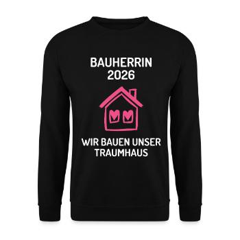 Construire votre propre maison constructeur 2026 - Sweat-shirt Unisexe - noir - Devant - Alina (178cm) & Michal (187cm)
