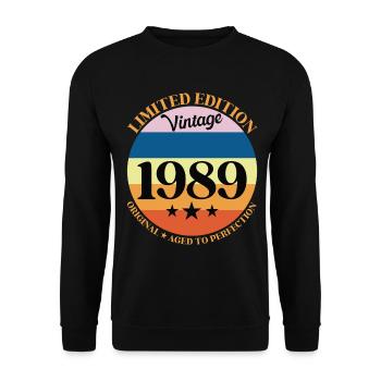 1989 Anniversaire Vintage Cadeau d'Anniversaire 89 - Sweat-shirt Unisexe - noir - Devant - Alina (178cm) & Michal (187cm)