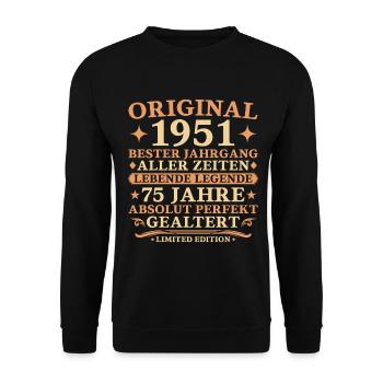 Original 1951 Baujahr 75. Geburtstag Geschenk - Unisex Pullover - Schwarz - Vorne - Alina (178cm) & Michal (187cm)
