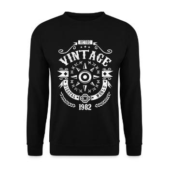 Vintage 1982 Vintage Original Birthday 1982 - Unisex Sweatshirt - black - Front - Alina (178cm) & Michal (187cm)