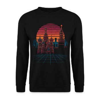 Neon Moscow Skyline Retro - Unisex Sweatshirt - black - Front - Alina (178cm) & Michal (187cm)