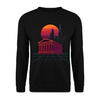 Neon Skyline Meets Ancient Columns - Athens - Unisex Sweatshirt - black - Front - Alina (178cm) & Michal (187cm)