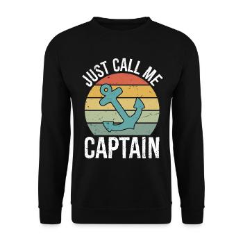 Retro Vintage Boat Just Call Me Captain - Unisex Sweatshirt - black - Front - Alina (178cm) & Michal (187cm)