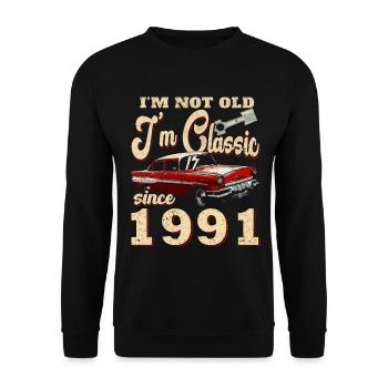 Not old, I'm classic 1991 car - Unisex Sweatshirt - black - Front - Alina (178cm) & Michal (187cm)