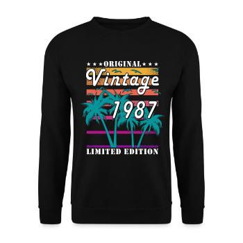 Palmiers tropicaux vintage 1987 - Sweat-shirt Unisexe - noir - Devant - Alina (178cm) & Michal (187cm)