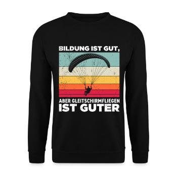 Parapente : L’ÉDUCATION EST UNE BONNE CHOSE EN PARAPENTE - Sweat-shirt Unisexe - noir - Devant - Alina (178cm) & Michal (187cm)